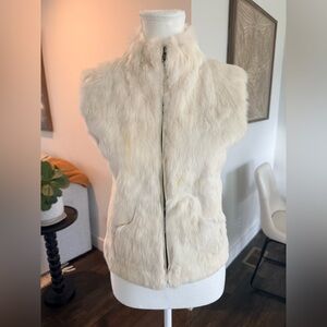 Vintage Real Rabbit Fur Vest | Cream Ivory | Size Small WHBM